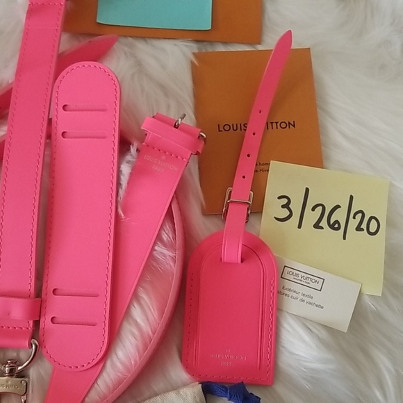 NEW UNUSED LOUIS VUITTON PINK KEEPALL STRAP SET - Picture 3 of 8